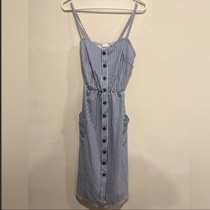 Blue & White Striped Sundress with Pockets – Size XL
